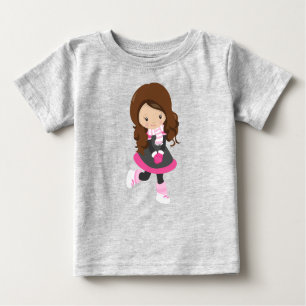 Ice Skating Girl, Cute Girl, Brown Hair, Scarf Baby T-Shirt