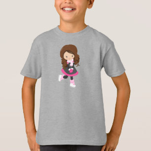 Ice Skating Girl, Cute Girl, Brown Hair, Scarf T-Shirt