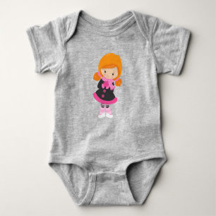 Ice Skating Girl, Cute Girl, Orange Hair, Scarf Baby Bodysuit