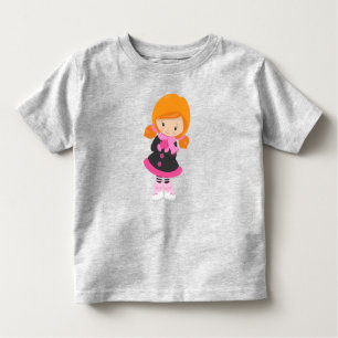 Ice Skating Girl, Cute Girl, Orange Hair, Scarf Toddler T-Shirt