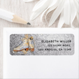 Ice Skating Glitter Birthday Return Address