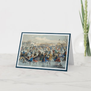 Ice Skating in Central Park - Winter Holidays Card