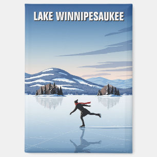 Ice Skating in Lake Winnipesaukee Travel Magnet