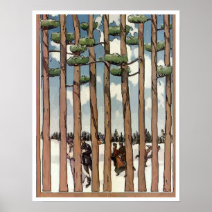 Ice Skating In Trees Poster