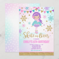 Ice skating Invitation Ice Skating Party Gold