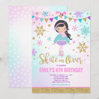 Ice skating Invitation Ice Skating Party Gold