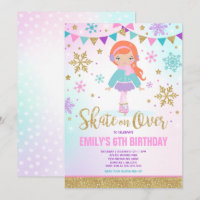 Ice skating Invitation Ice Skating Party Gold