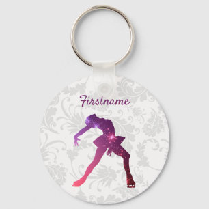 Ice skating keychain - Pink Purple Figure skater