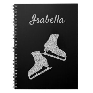 Ice skating notebook figure skate silver glitter