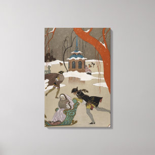 Ice Skating on the Frozen Lake Canvas Print