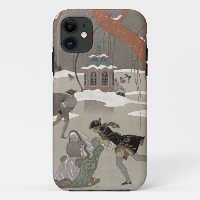 Ice Skating on the Frozen Lake,  illustration for Case-Mate iPhone Case (Back)
