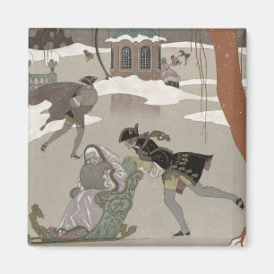 Ice Skating on the Frozen Lake, illustration for Magnet