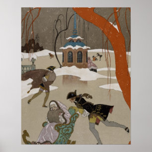 Ice Skating on the Frozen Lake Poster
