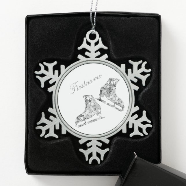 Ice skating ornament - Silver skates (Box)