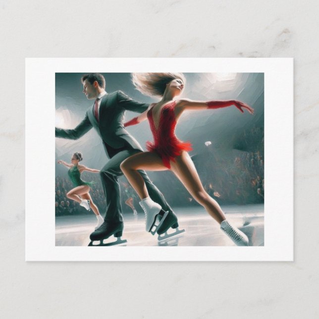 Ice Skating Pair,  Postcard (Front)