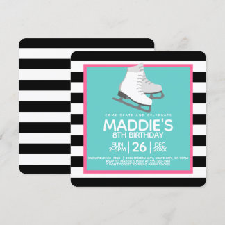 Ice Skating Party Birthday Invitations
