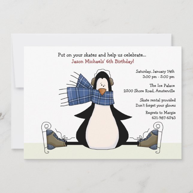 Ice Skating Party Blue Invitation (Front)