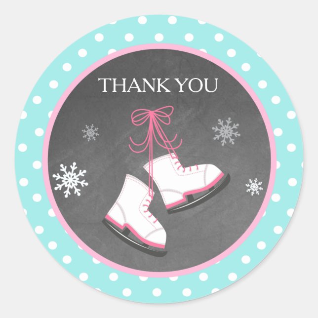 Ice Skating Party Favour Stickers (Front)