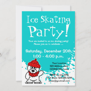 Ice skating party invitations   Custom invites