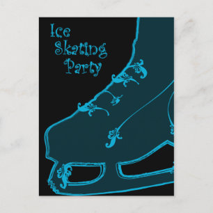 ice skating party paisley invitation postcard