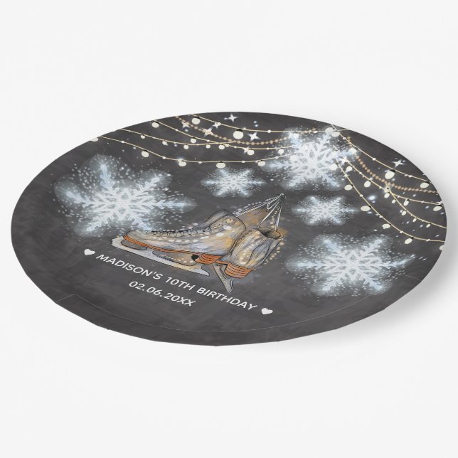 Ice Skating Party Personalised Paper Plate (Angled)