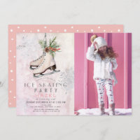 Ice Skating Party Snowflake Pink Birthday Photo