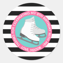 Ice Skating Party Treat Bag Stickers Party Favours