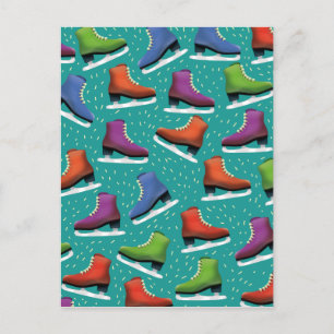 Ice Skating Pattern Postcard