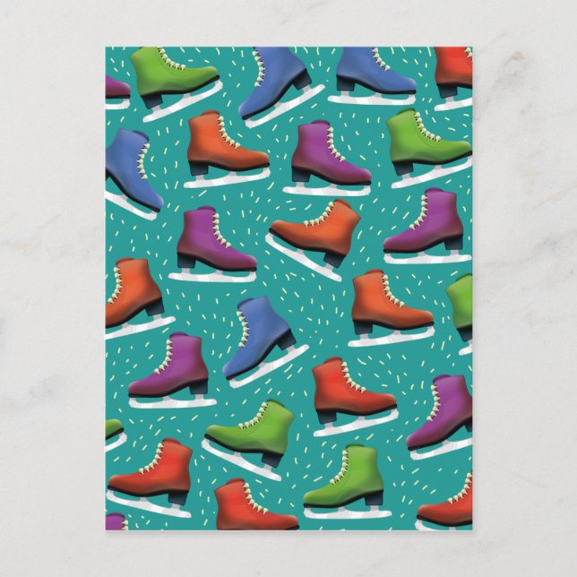 Ice Skating Pattern Postcard (Front)
