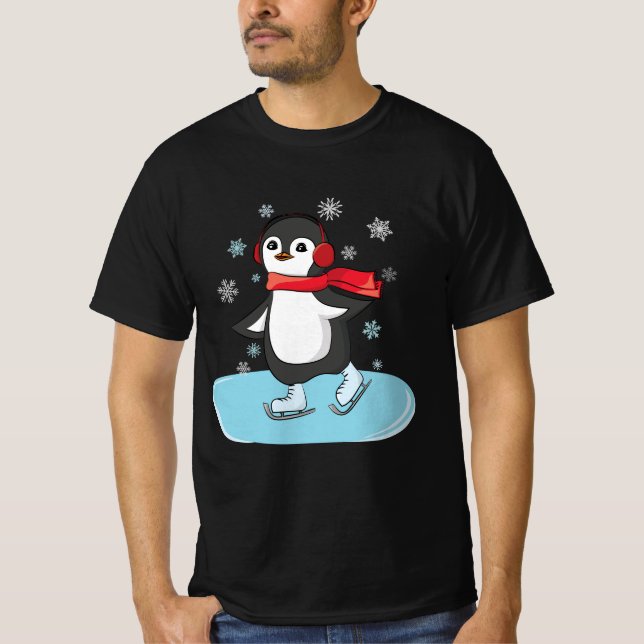 Ice Skating Penguin T-Shirt (Front)
