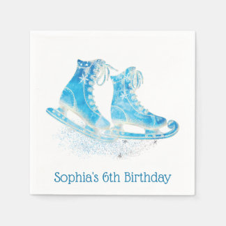 Ice Skating Personalises Glitter Napkin