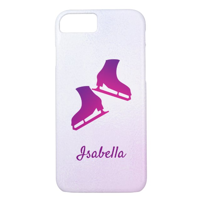 Ice skating phone case figure skates purple pink (Back)