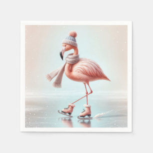 Ice Skating Pink Flamingo Napkin