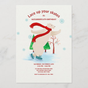 Ice Skating Polar Bear Invitation