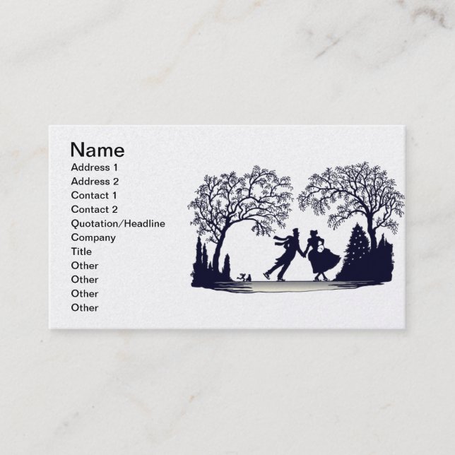 Ice Skating Pond - Silhouette Business Card (Front)