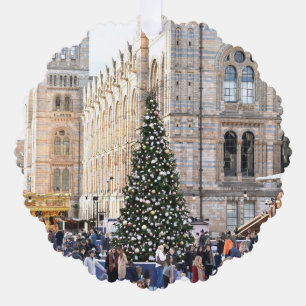 Ice Skating Rink Christmas Tree London UK Photo Decoration Card