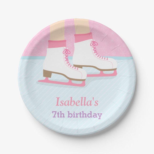 Ice Skating Rink Girls Birthday Party Supplies Paper Plate (Front)