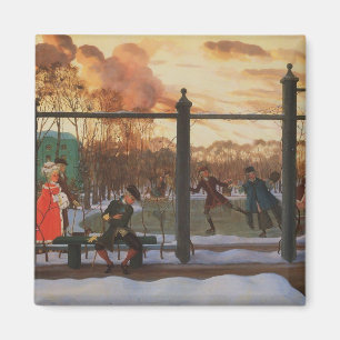 Ice Skating Rink in Winter (by Konstantin Somov) Magnet