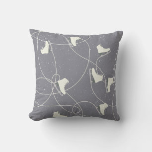 Ice Skating Shoes Marks Grey White Pattern Cushion