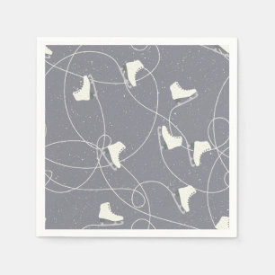 Ice Skating Shoes Marks Grey White Pattern Napkin