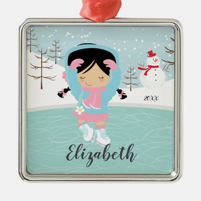 Ice Skating Skater Girl Dated Christmas Ornament (Front)