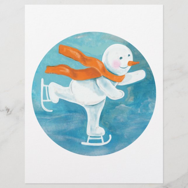 Ice Skating Snowman   Custom Letterhead (Front)
