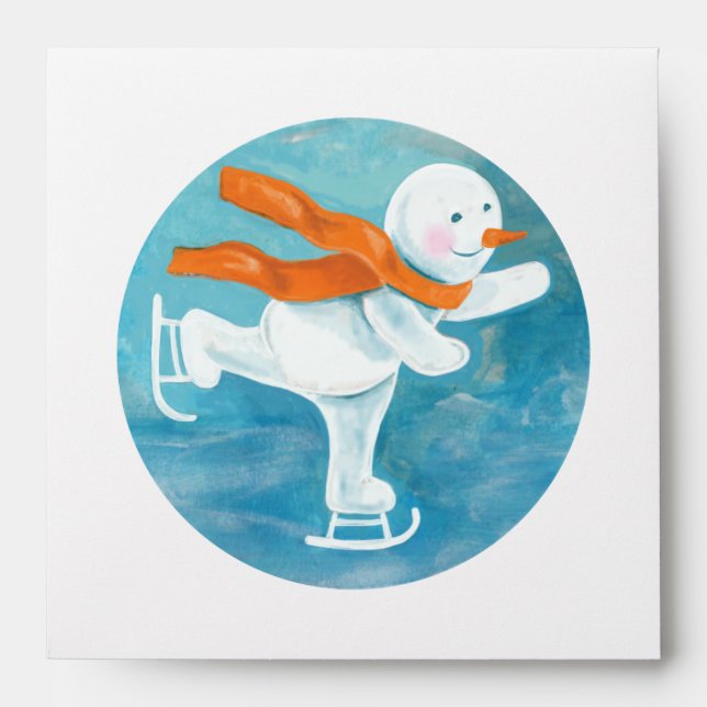 Ice Skating Snowman   Envelope (Front)