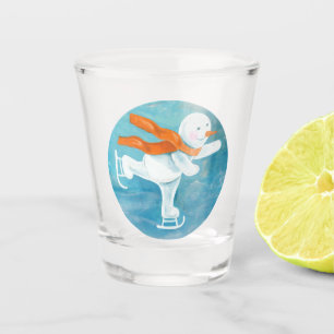 Ice Skating Snowman Shot Glass