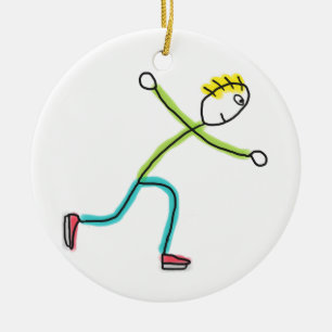 Ice Skating Stickman Ceramic Tree Decoration
