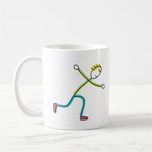 Ice Skating Stickman Coffee Mug (Left)