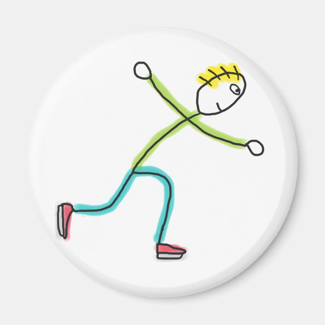 Ice Skating Stickman Magnet (Front)