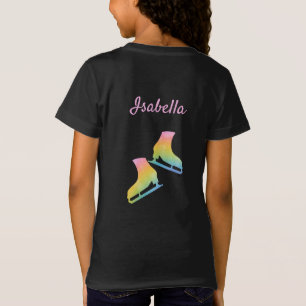 Ice skating t-shirt figure skates rainbow pink