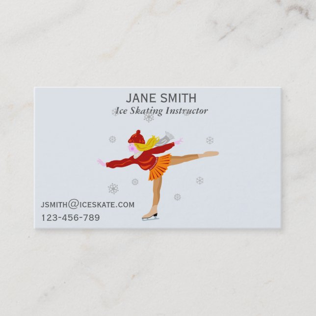 Ice Skating teacher freelance instructor Business Card (Front)