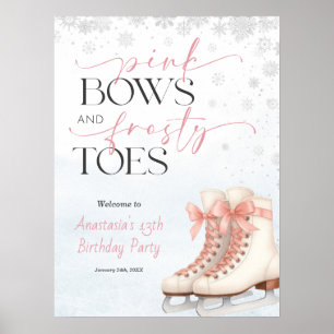 Ice Skating Teen Birthday Welcome Sign - Pink Bow